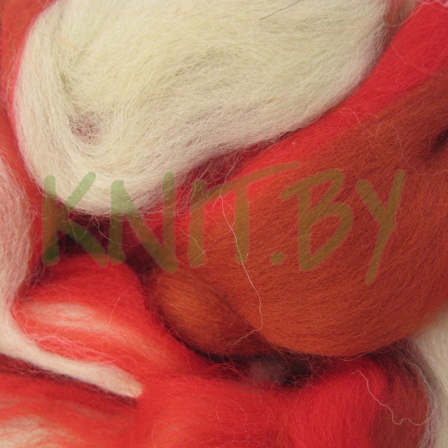 Шерсть полутонкая мультиколор оранжево-молочные оттенки