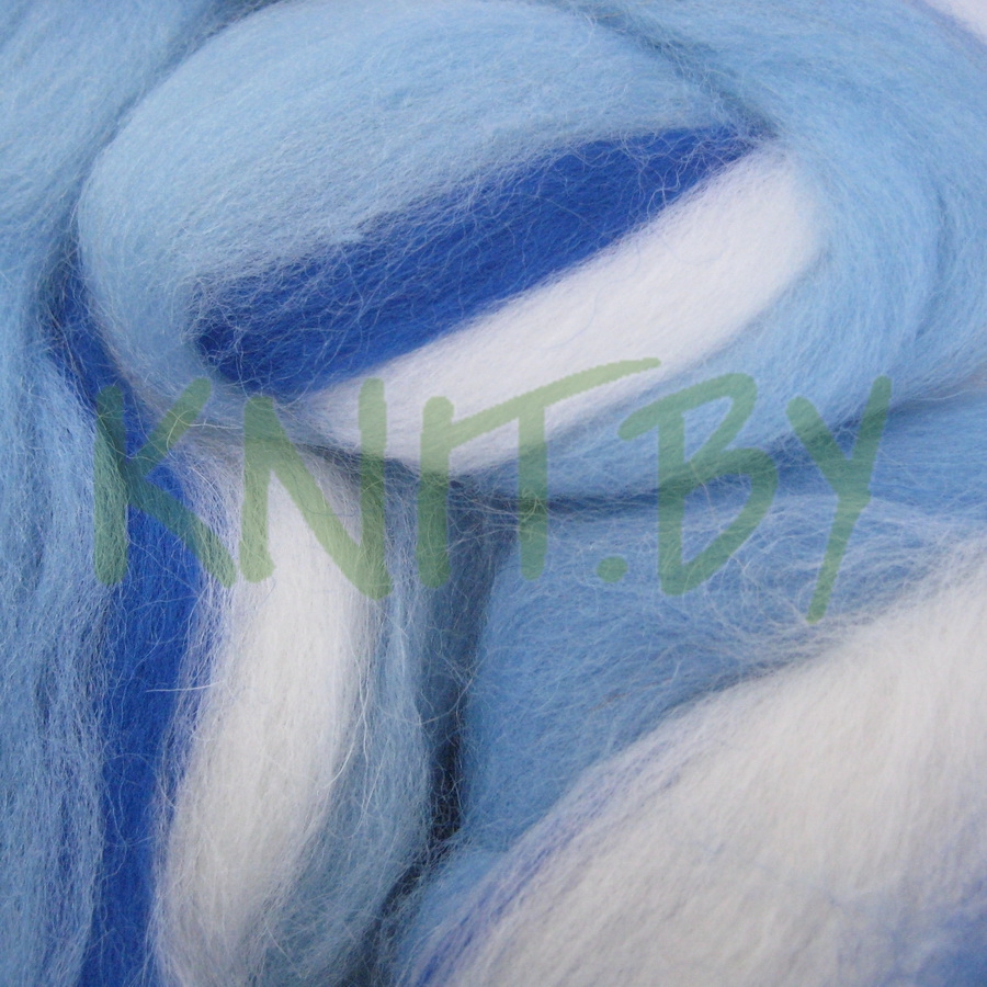 Шерсть полутонкая мультиколор сине-белые оттенки