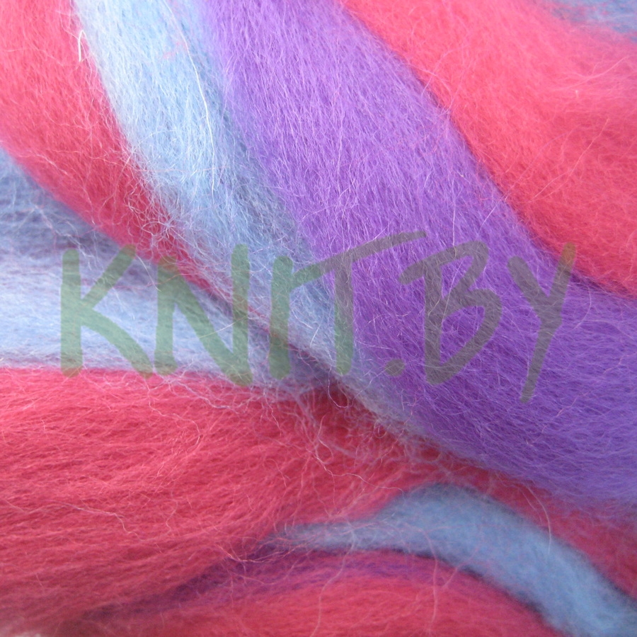 Шерсть полутонкая мультиколор сиренево-розово-голубой