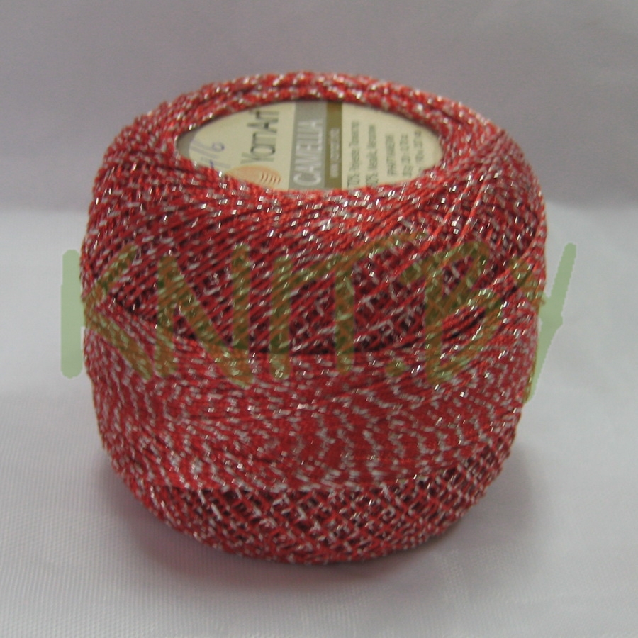 Пряжа Camellia красный+серебро