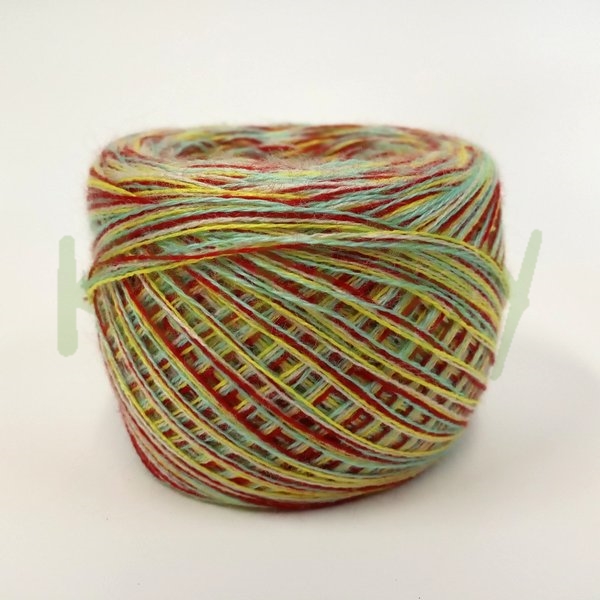 Пряжа Слонимский нитрон меланж желто-бордово-бирюзовый